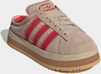 adidas Pantolette ADIDAS ORIGINALS CAMPUS 00S WINTER LOW, Damen, Gr. 38,5, stone khaki, stone khaki, better scarlet, Leder, Schuhe Pantolette