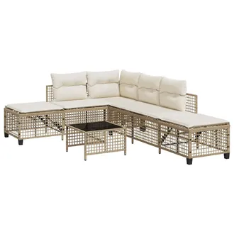 vidaXL Set Divano Ad Angolo 3 Pz Con Cuscini Beige In Polyrattan - Vidaxl