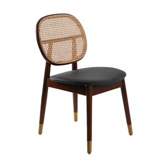 Angel Cerd&aacute; Silla rattan y polipiel negro