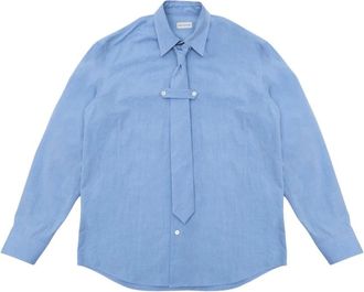 Dries Van Noten Camisa Cl&aacute;sica de Algod&oacute;n Cilian con Corbata - Shirts - Hombre - Azul - S