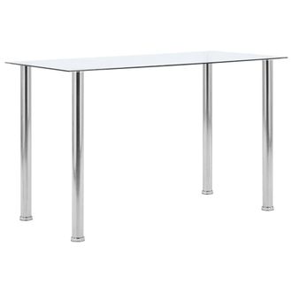 Berkfield Home Dining Table Transparent 120x60x75 cm Tempered Glass in Clear | Size: 120 x 60 x 75 cm