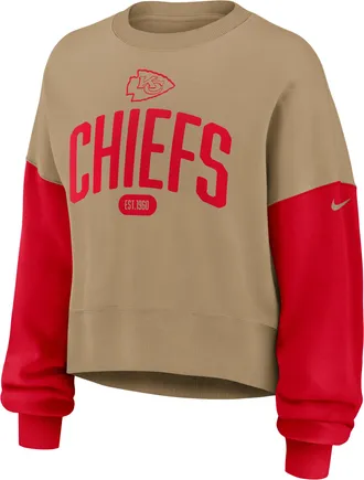 Nike Kansas City Chiefs Rewind Nike Womens NFL Pullover Crew in Brown | 01D70E8A7G-ZKC