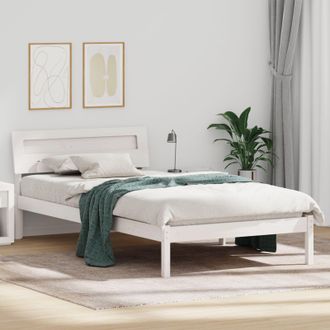 Berkfield Home with LED Strip Lights with Headboard White 90 x 190 cm Solid pine wood