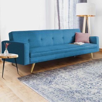 IDMarket Idmarket - Sof&aacute; Cama Recto Escandinavo De 3 Plazas Lars Azul Pato