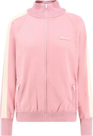 Miu Miu Zipp-up vest van zijdeblend - Dames - Vesten met rits - Roze - M - Hoodies & sweatvesten