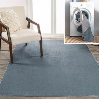 Jonathan Y Designs Twyla Classic Solid Low-Pile Machine-Washable Area Rug in Blue at Nordstrom, Size 3Ft 0In X 5Ft 0In