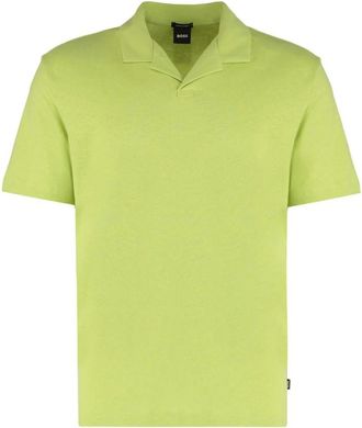 HUGO BOSS Hemline With Side Slits - Heren - Polos - Groen - S - Katoen - Tops
