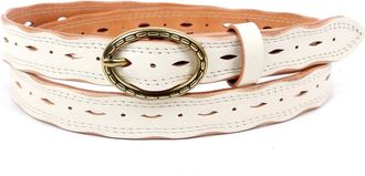 OLD TREND Vintage Genuine Leather Perforated Classic Detail Belt in White at Nordstrom, Size Medium