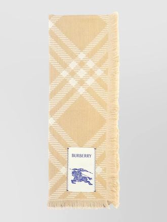 Burberry wool blend scarf geometric motif fringe
