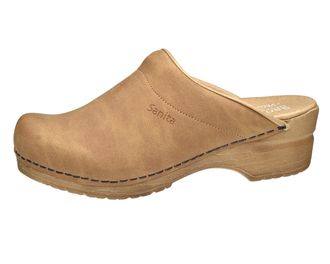 Sanita Segan Open Clog | Original Handmade for Women | Microfibre Shoe Shaft Vegan Choice | Anatomically Shaped Foot Bed with Soft Foam, light brown, 6 UK