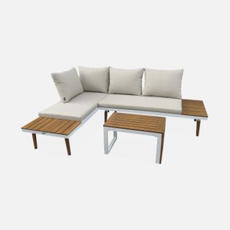 Sweeek Salotto Da Giardino In Alluminio E Acacia, 4 Posti