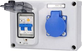 Elle Enchufe Mural Est&aacute;ndar Alem&aacute;n 200-250v 40a 1p + N Rcd - Pl&aacute;stico Abs Resistente A Impactos - Para Obras Y Jardines