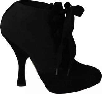 Dolce & Gabbana Black Suede Stretch Ankle Boots Booties Womens Shoes (Pre-Owned)