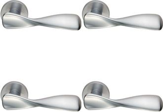 Loops 4x PAIR Ergonomic Twisted Handle on Round Rose Concealed Fix Satin Chrome