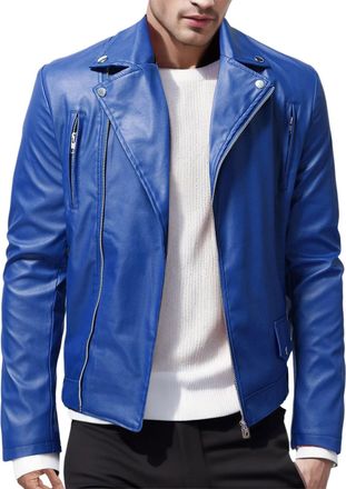 Generic 2025 Mens Jacket Mens Autumn and Winter Leisure One Button Business Suit Jacket Heavy Snow Men (Blue, L)