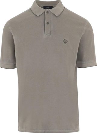 Herno Polo shirt van katoen met logo - Heren - Polos - Grijs - XL - Katoen - Tops