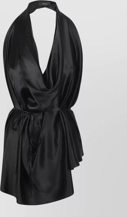 Wardrobe.NYC satin halter dress tie waist wrap