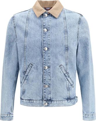 Brunello Cucinelli Light Blue Solid Denim Jacket