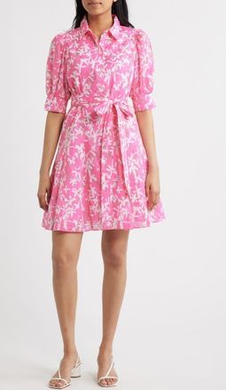 Lilly Pulitzer Larkyn Floral Print Shirtdress in Confetti Pink Liza at Nordstrom, Size 4