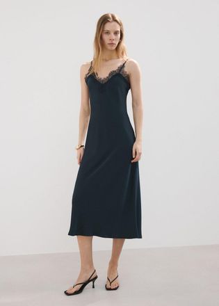 Mango Abito sottoveste satinato navy - Donna - XS - MANGO