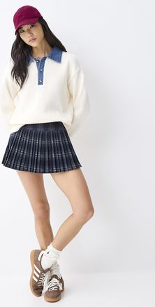 Twik Womens Check pleated miniskirt
