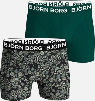 Björn Borg Mens 2-Pack Leaf Silhouette Bamboo Boxer Briefs, Black/Green - Size: 33/32/32