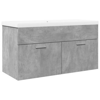 Berkfield Home Bathroom Sink Cabinet with Built-in Basin Concrete Grey
