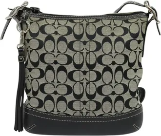 Coach Gray Canvas Shoulder Bag (Pre-Owned)