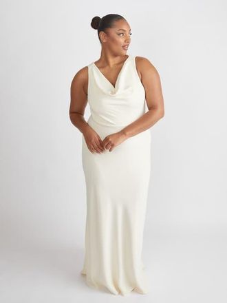 Six Stories Cowl Front Crepe Bridesmaid Dress in Almond at Nordstrom, Size 12