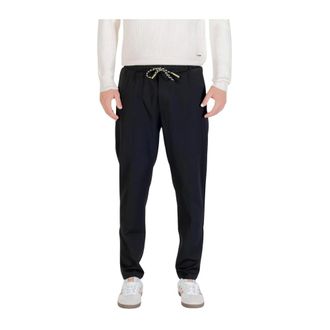 Gianni Lupo Slim-fit Trousers, male, Black, Size: XL Lace-Fastened Trousers with Front Pockets