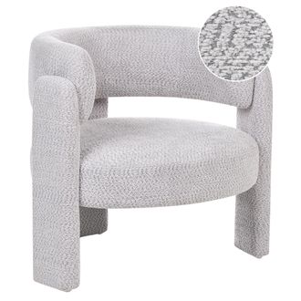 Beliani Sill&oacute;n Tapizado En Chenilla Con Respaldo Curvo Asiento Moderno Escandinavo Gris Claro Burea