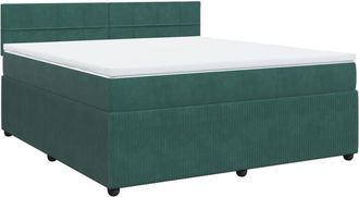vidaXL Vidaxl - Cama Box Spring Con Colch&oacute;n Terciopelo Verde Oscuro 180x200 Cm