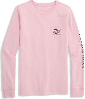 Vineyard Vines Mrs. Claus Whale Cotton Long Sleeve Graphic T-Shirt in Flamingo at Nordstrom, Size X-Small