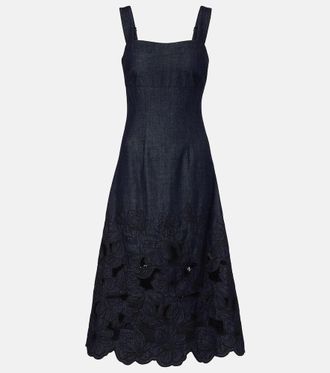 Veronica Beard Rosaura floral denim midi dress