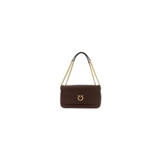 Pinko Click Soft Horizontale Schoudertas met Ketting - Dames - Schoudertassen - Bruin - ONE Size - Katoen - Tassen