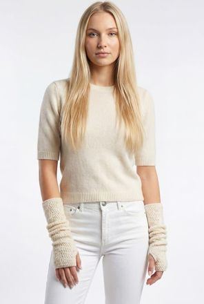 Portolano Cashmere long fingerless gloves with pearls in White at Nordstrom