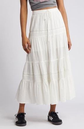 BP. Tiered Cotton Maxi Skirt in Ivory at Nordstrom Rack, Size X-Large
