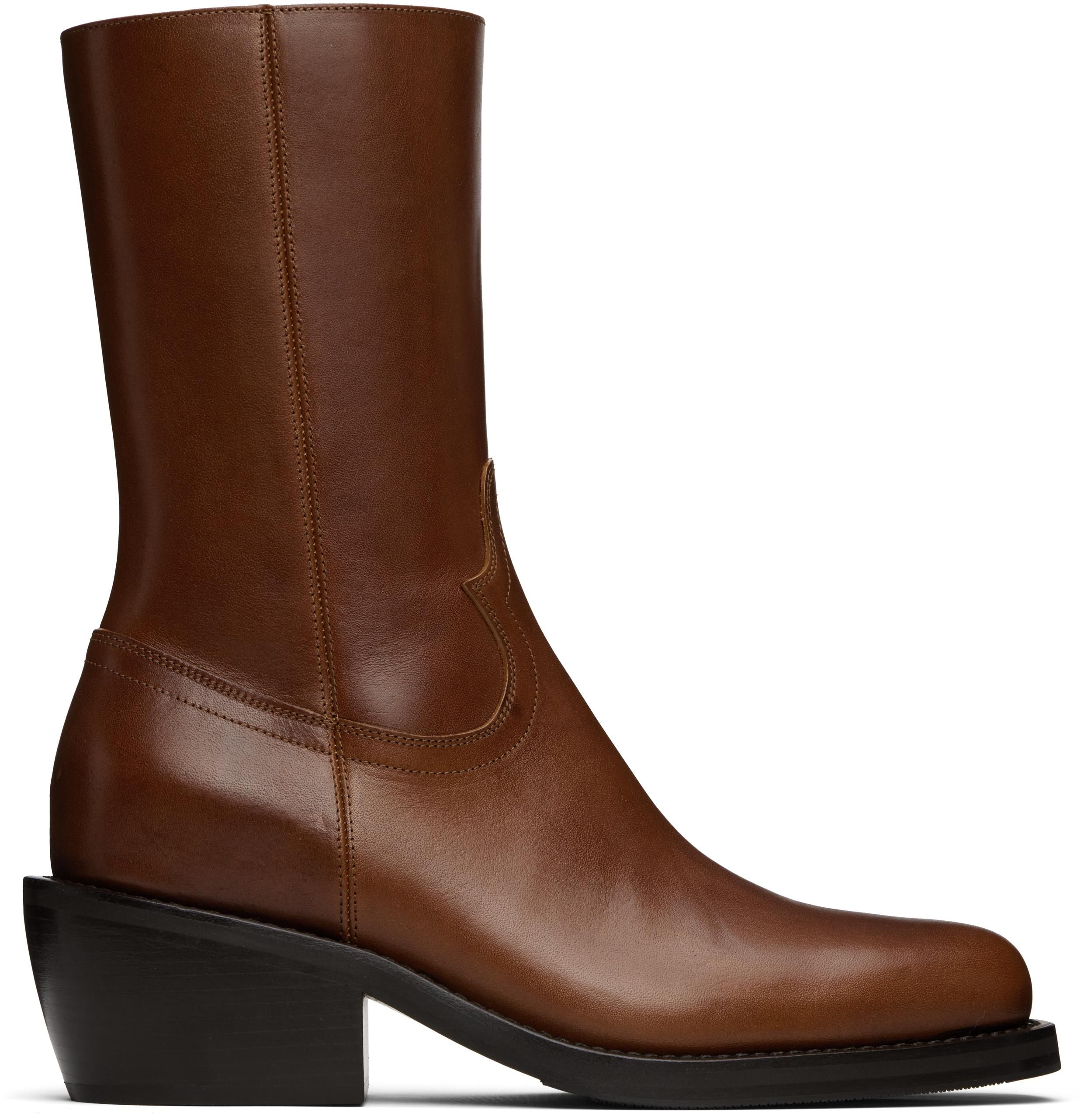 dries van noten 23ss ブーツ Dries Van Noten Square Toe Boots - Black | Garmentory