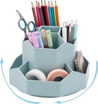 OEM Portal&aacute;pices Giratorio 360&deg; Con 9 Compartimentos: Organizador De Escritorio Para Bol&iacute;grafos, Brochas De Maquillaje Y M&aacute;s