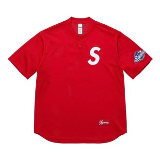SUPREME S Logo Baseball Henley Red SS25KN95-RED