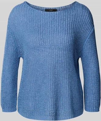 Oui Strickpullover mit U-Boot-Ausschnitt in Blau, Gr&ouml;&szlig;e 36