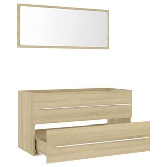 Berkfield Home Durable 2 Piece Bathroom Furniture Set Sonoma Oak Engineered Wood in Light Oak