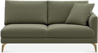 Castlery Lena Right Arm 2 Seater Sofa Customized, (Performance Fleece) Moss (Brass Legs), Spill Resistant, Removable Covers for Castlery