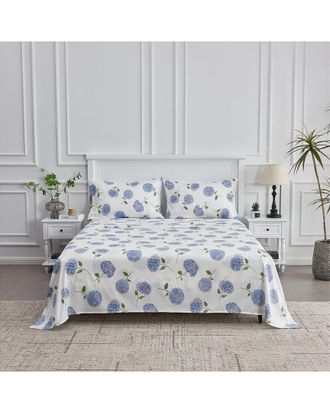 Melange Home Mélange Home 400Tc Sateen Cotton Hydrangea Hemstitch Sheet Set