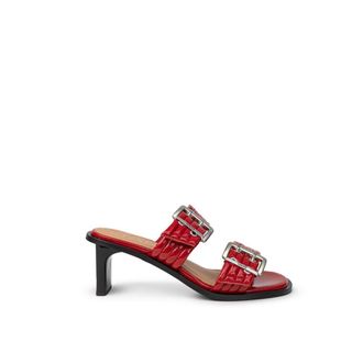 Ganni Red Leather Stiletto Heel Womens Sandals