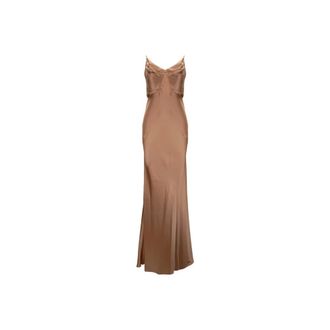 Elisabetta Franchi Vestido de Gala de Sat&eacute;n - Dresses - Mujer - Marr&oacute;n - XS