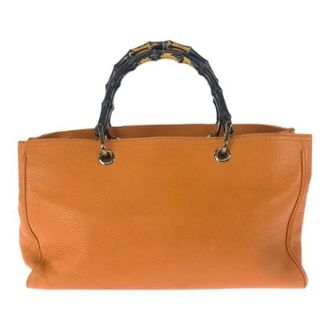Gucci Vintage, unisex, Oranje, ONE Size, Leer, Pre-owned Bamboo Leather 2way Tote Bag