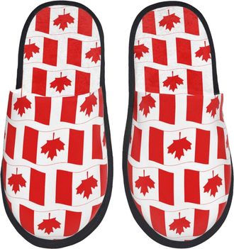 Generic House Shoes Canada Print Portable Home Slippers Comfortable Plush Ladies Slippers Winter Guest L