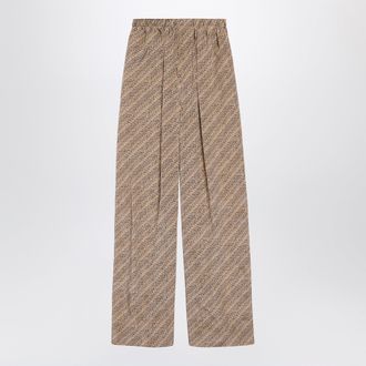 Balenciaga Beige and black Monogram silk cr&ecirc;pe trousers