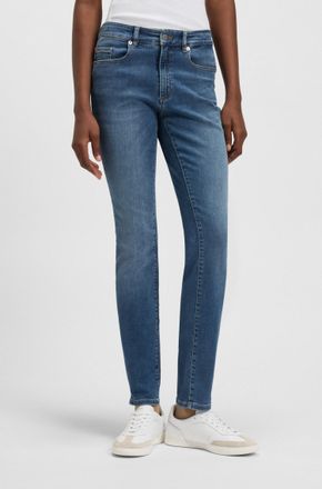 Boss Orange by Hugo Boss Slim-fit-Jeans BOSS ORANGE JACKIE MR 4.0, Damen, Gr. 26, L&auml;nge 32, blau (bright blau 432), Denim/Jeans, Obermaterial: 92% Baumwolle, 6% Polyester, 2% 